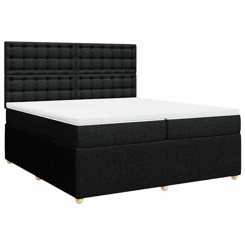 Pat box spring cu saltea, negru, 200x200 cm, textil