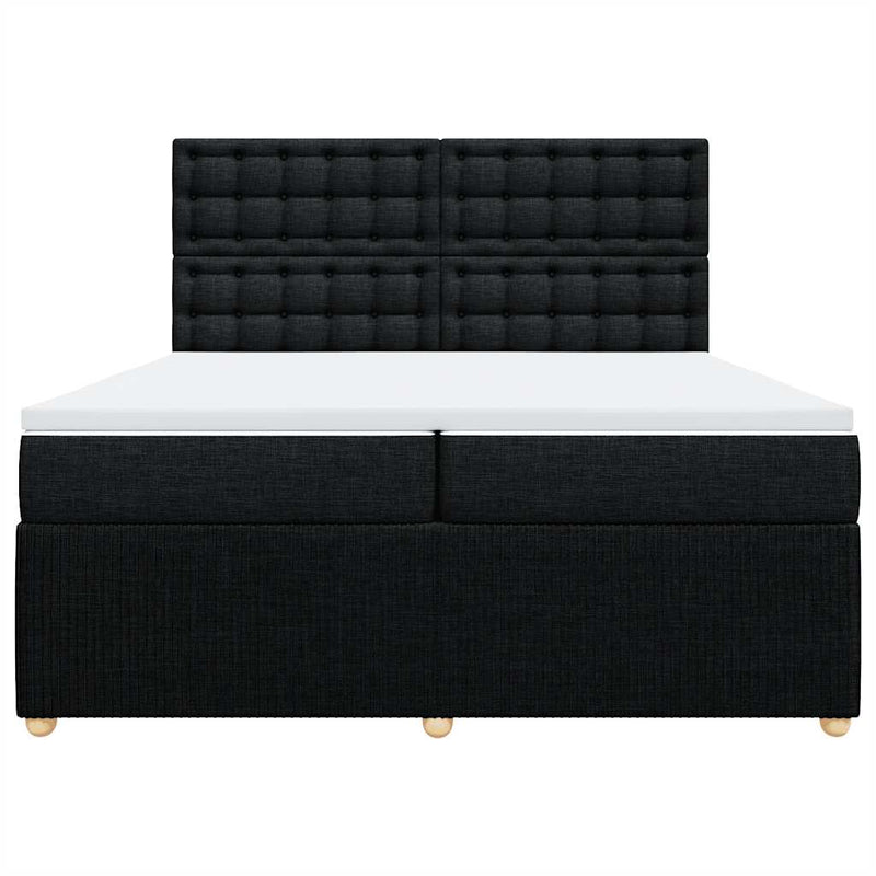Pat box spring cu saltea, negru, 200x200 cm, textil