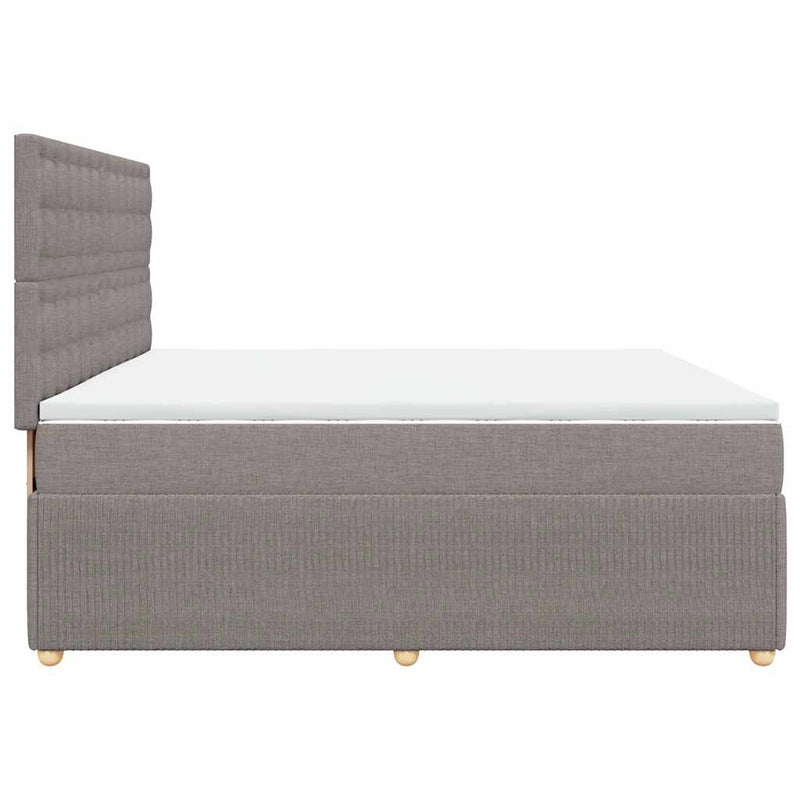 Pat box spring cu saltea, gri taupe, 200x200 cm, textil