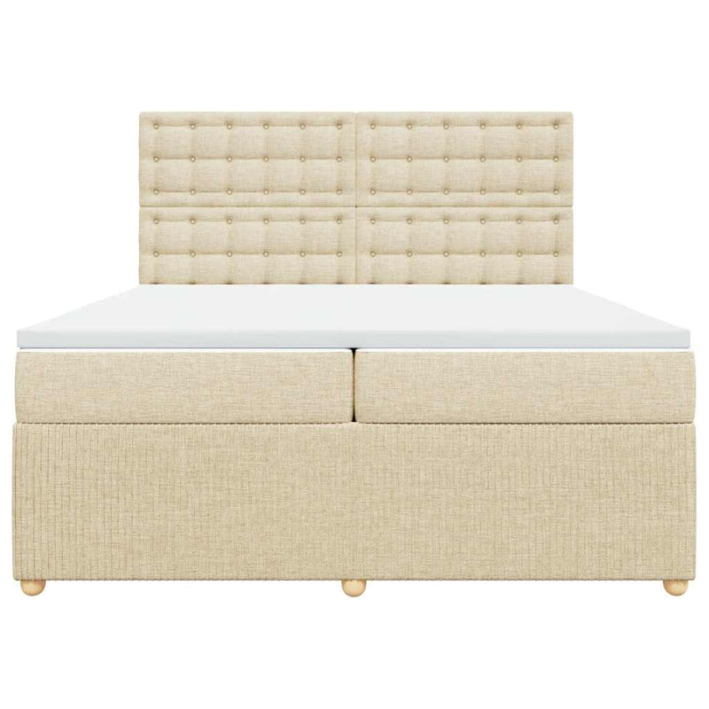 Pat box spring cu saltea, crem, 200x200 cm, textil