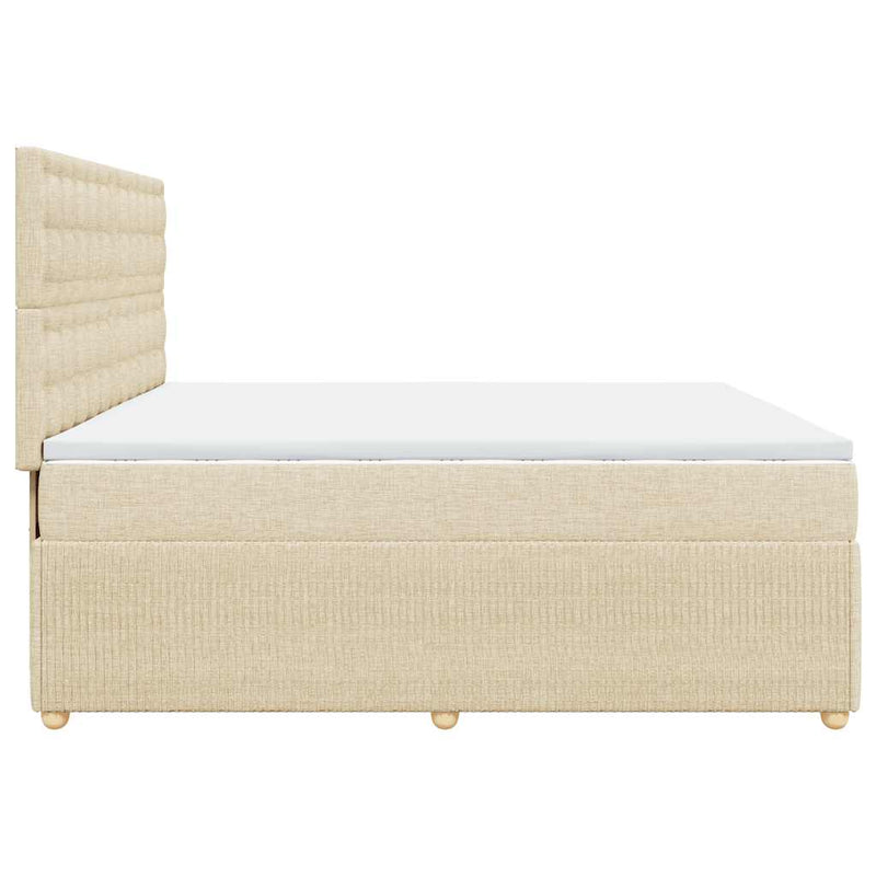Pat box spring cu saltea, crem, 200x200 cm, textil