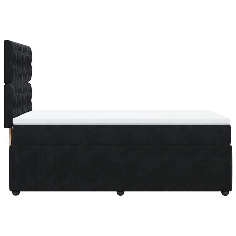 Pat box spring cu saltea, negru, 80x200 cm, catifea