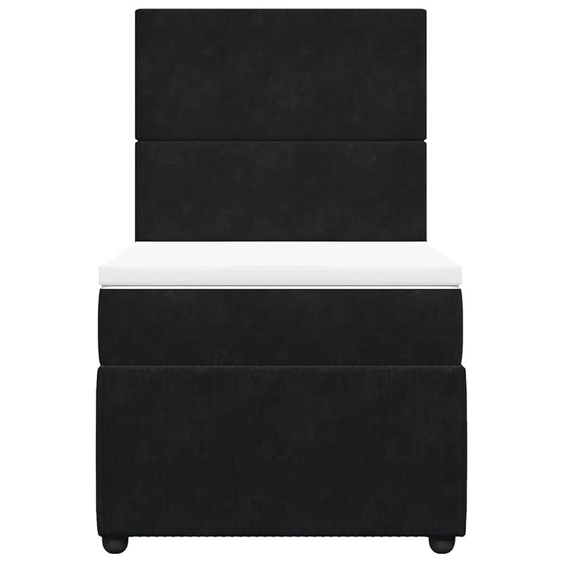 Pat box spring cu saltea, negru, 90x190 cm, catifea