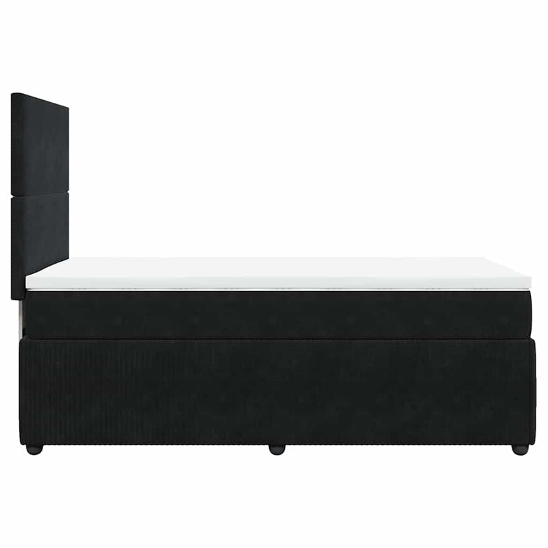 Pat box spring cu saltea, negru, 90x190 cm, catifea