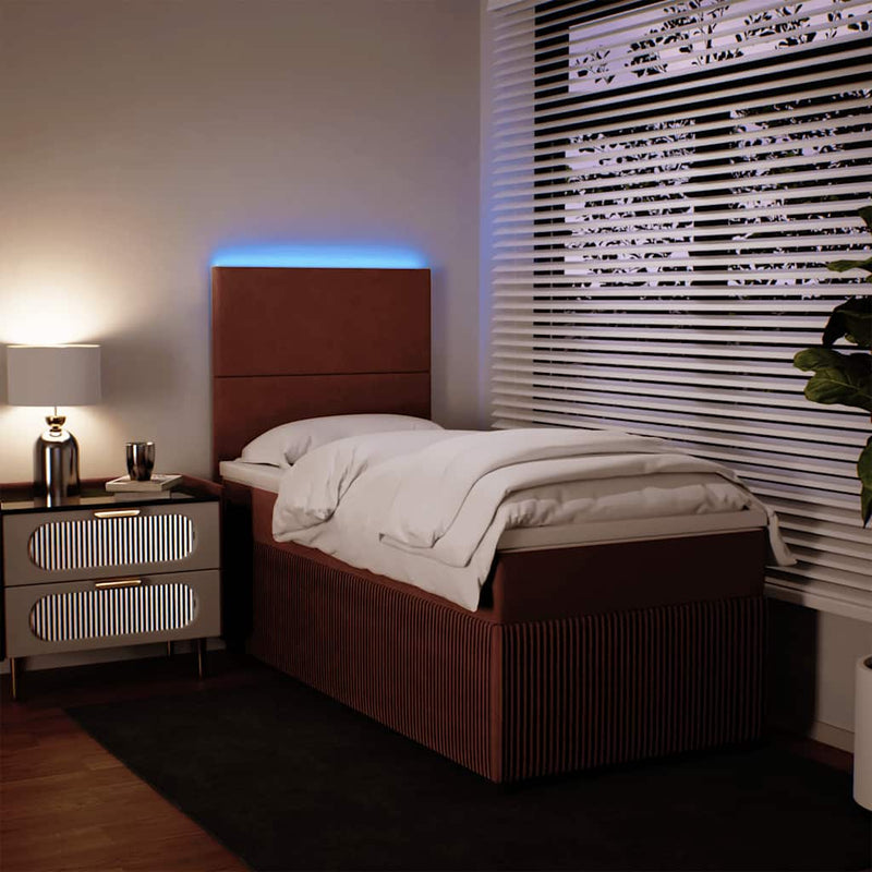 Pat box spring cu saltea, roz, 90x190 cm, catifea