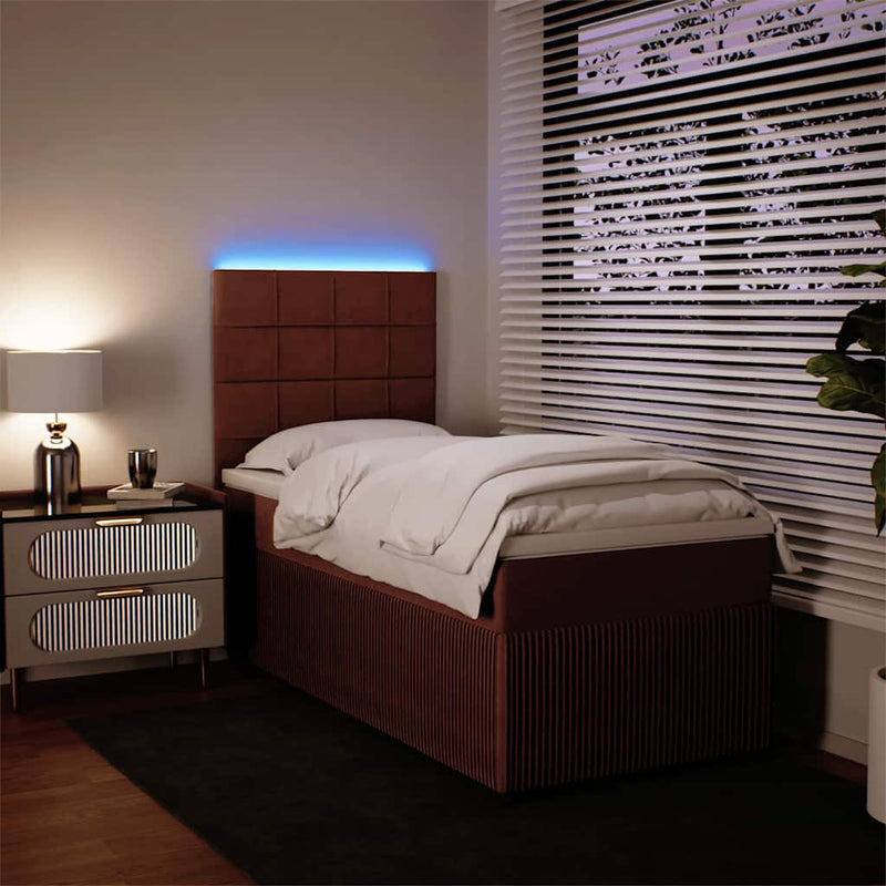 Pat box spring cu saltea, roz, 90x200 cm, catifea