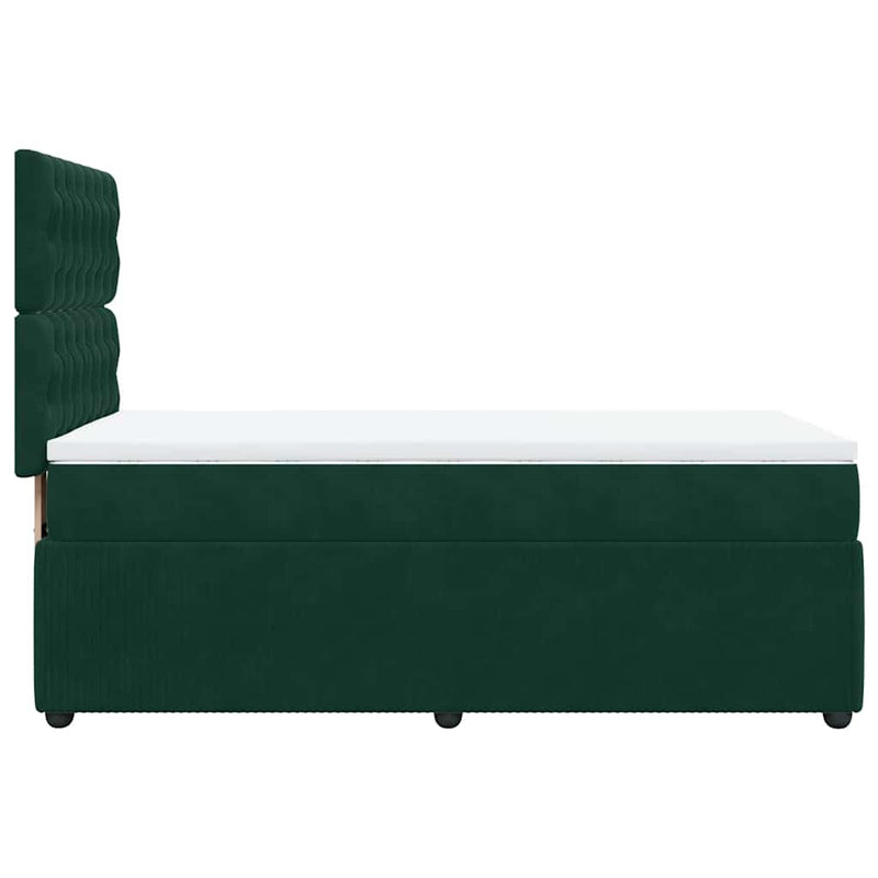 Pat box spring cu saltea, verde închis, 90x200 cm, catifea