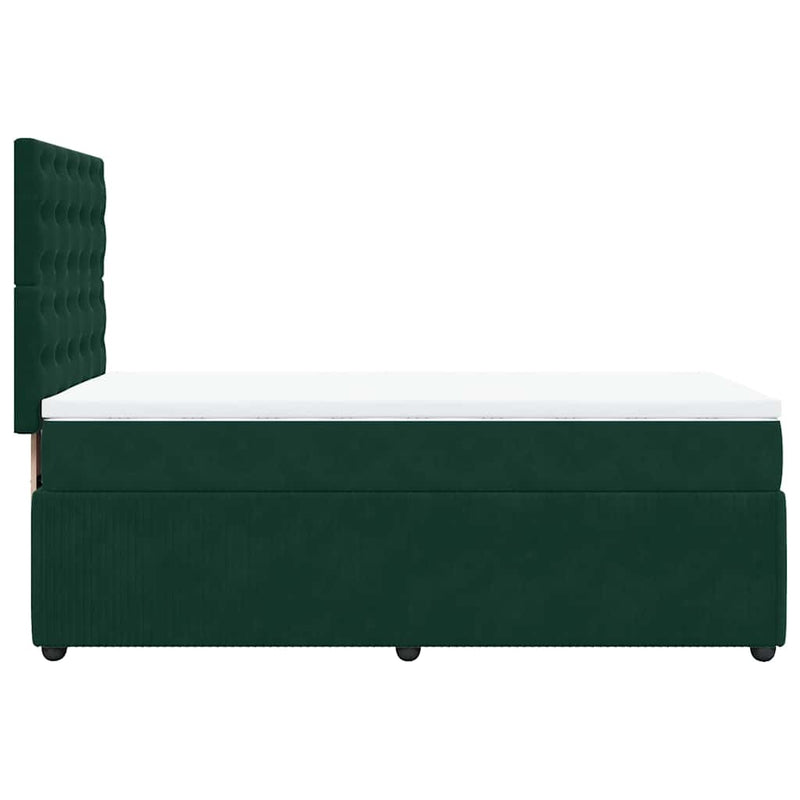 Pat box spring cu saltea, verde închis, 90x200 cm, catifea