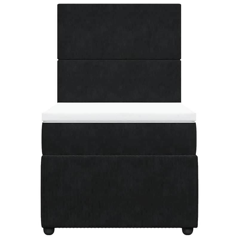 Pat box spring cu saltea, negru, 100x200 cm, catifea