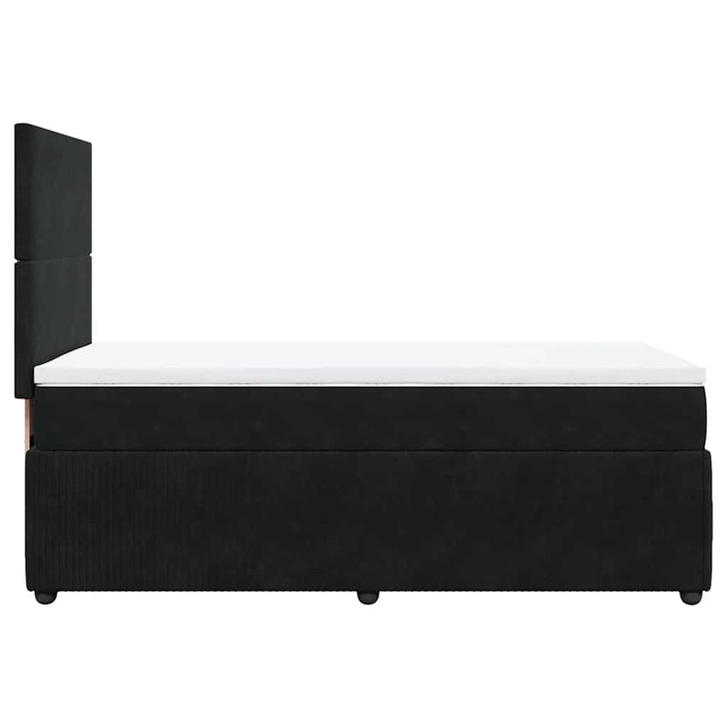 Pat box spring cu saltea, negru, 100x200 cm, catifea