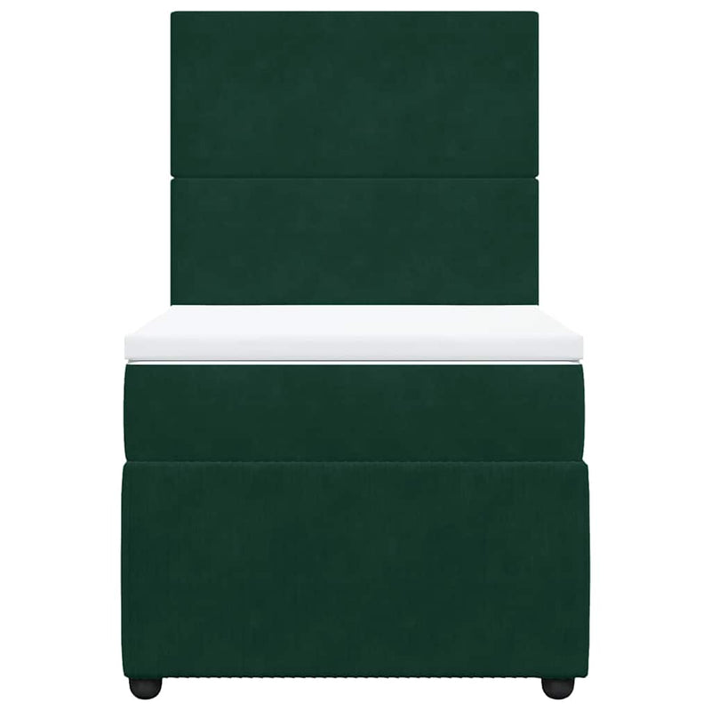 Pat box spring cu saltea, verde închis, 100x200 cm, catifea