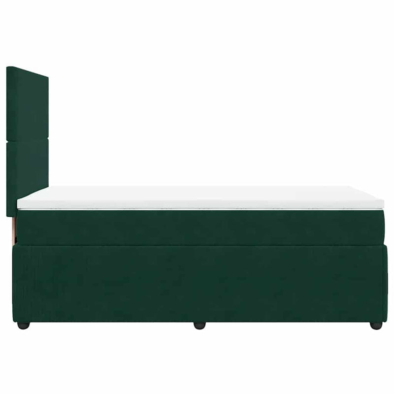 Pat box spring cu saltea, verde închis, 100x200 cm, catifea