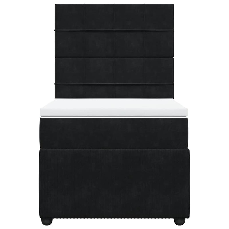 Pat box spring cu saltea, negru, 100x200 cm, catifea