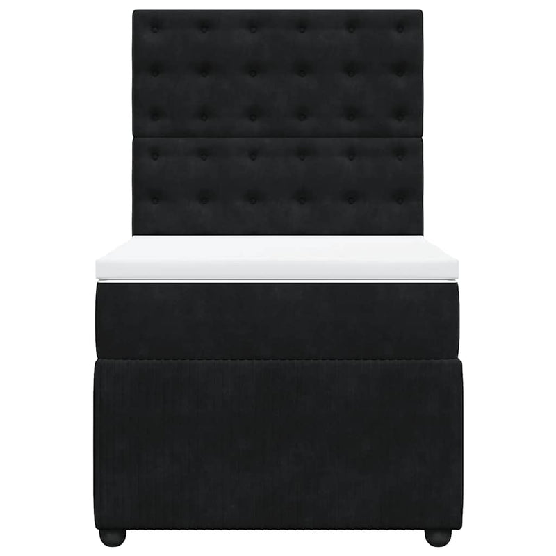 Pat box spring cu saltea, negru, 100x200 cm, catifea