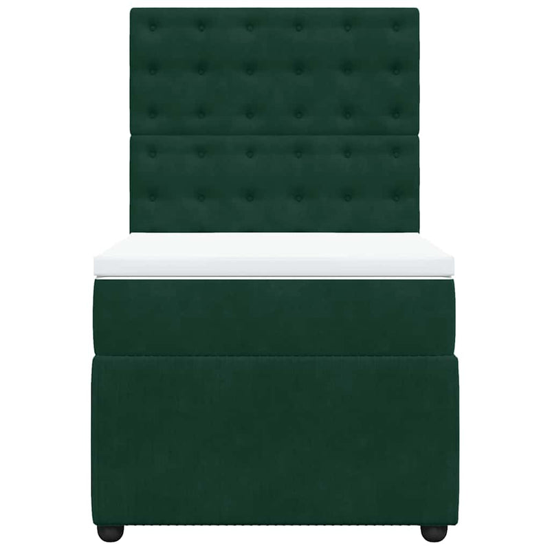 Pat box spring cu saltea, verde închis, 100x200 cm, catifea