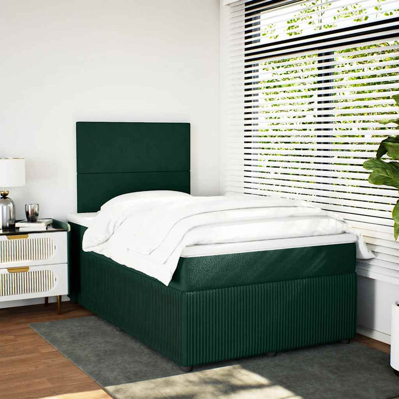 Pat box spring cu saltea, verde închis, 120x190 cm, catifea
