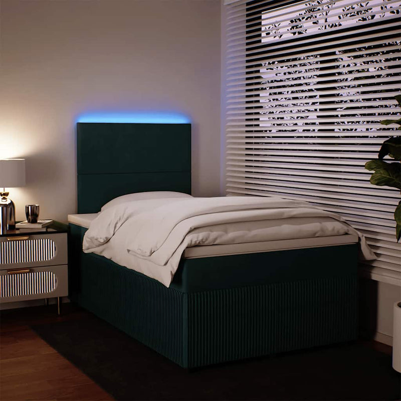 Pat box spring cu saltea, verde închis, 120x190 cm, catifea