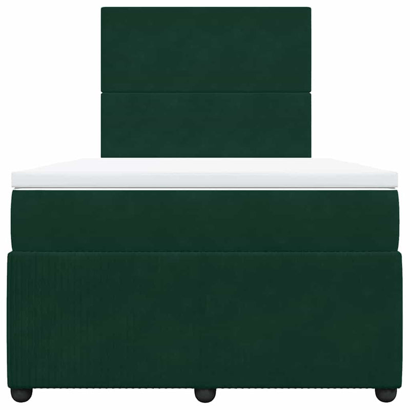 Pat box spring cu saltea, verde închis, 120x190 cm, catifea