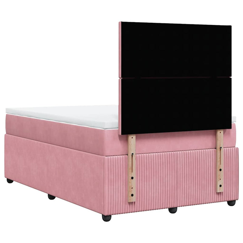 Pat box spring cu saltea, negru, 120x190 cm, catifea