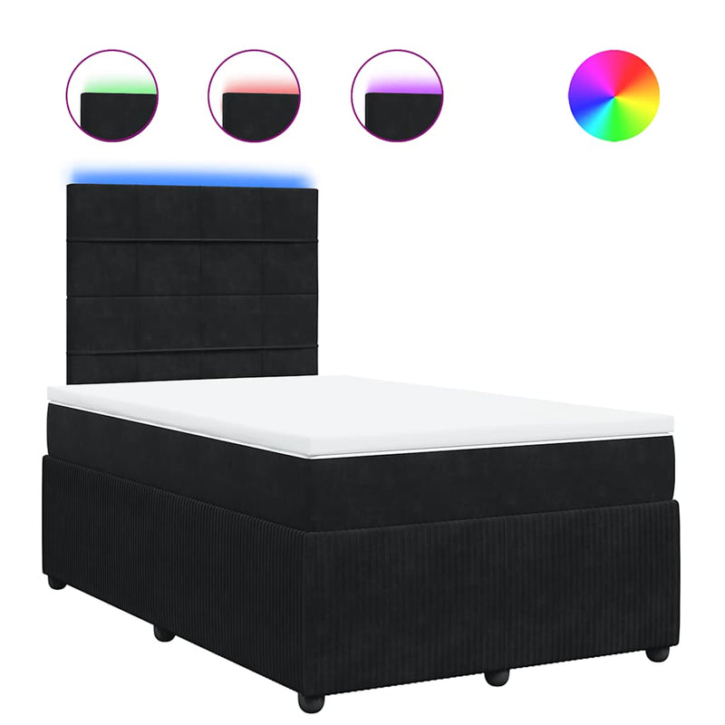 Pat box spring cu saltea, negru, 120x190 cm, catifea