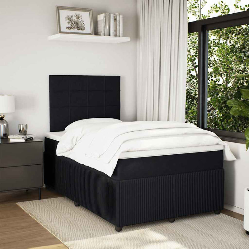 Pat box spring cu saltea, negru, 120x190 cm, catifea