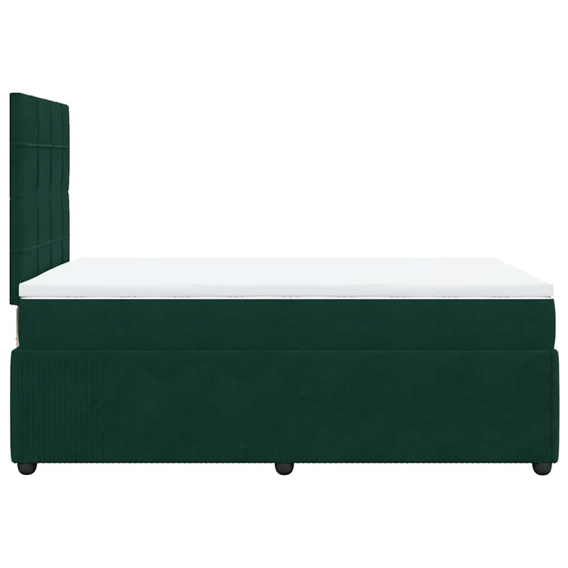 Pat box spring cu saltea, verde închis, 120x190 cm, catifea
