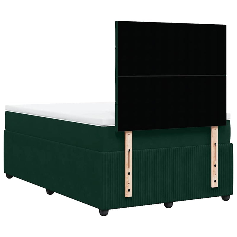 Pat box spring cu saltea, verde închis, 120x190 cm, catifea