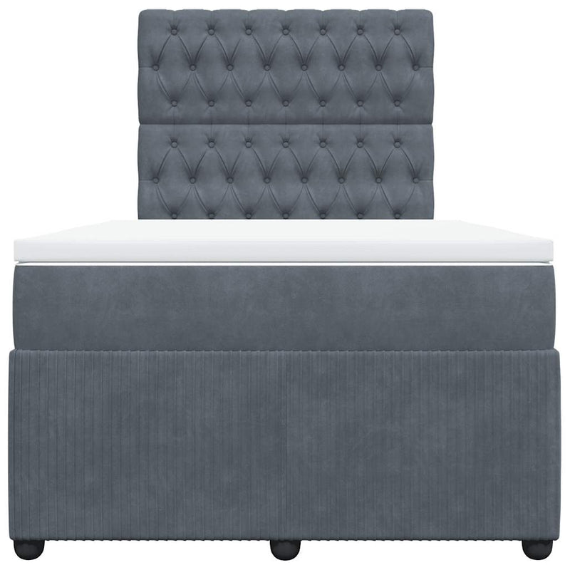 Pat box spring cu saltea, gri închis, 120x190 cm, catifea