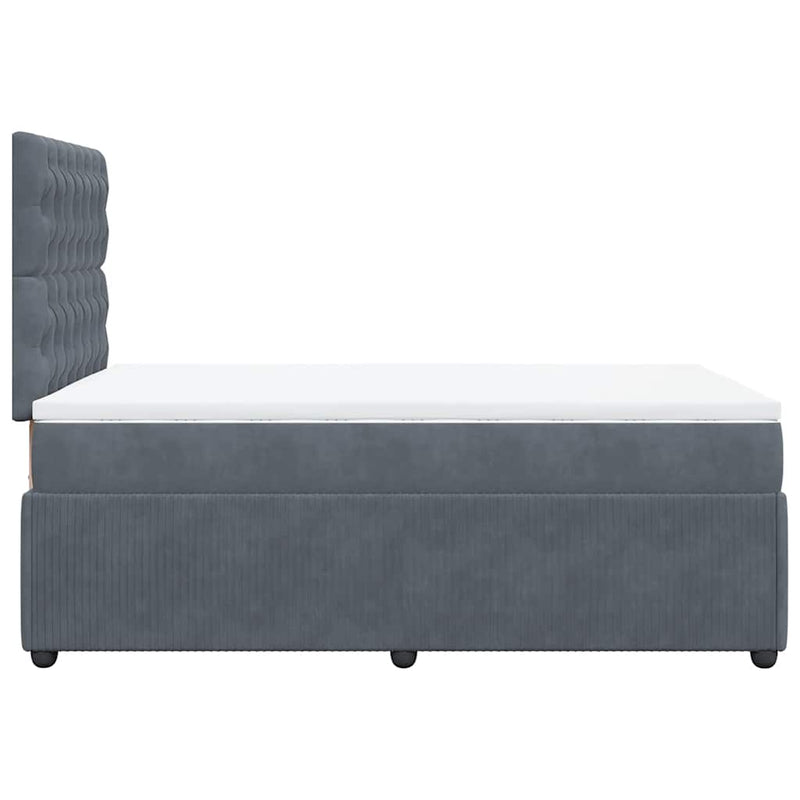 Pat box spring cu saltea, gri închis, 120x190 cm, catifea