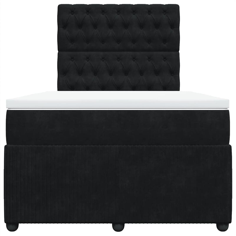 Pat box spring cu saltea, negru, 120x190 cm, catifea