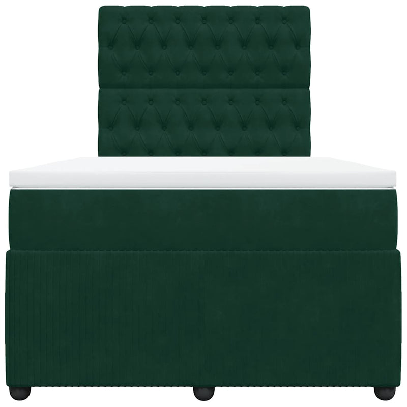 Pat box spring cu saltea, verde închis, 120x190 cm, catifea