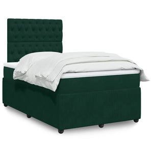Pat box spring cu saltea, verde închis, 120x190 cm, catifea