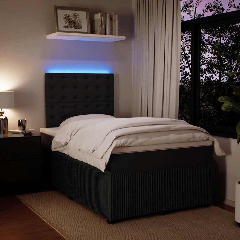 Pat box spring cu saltea, negru, 120x190 cm, catifea