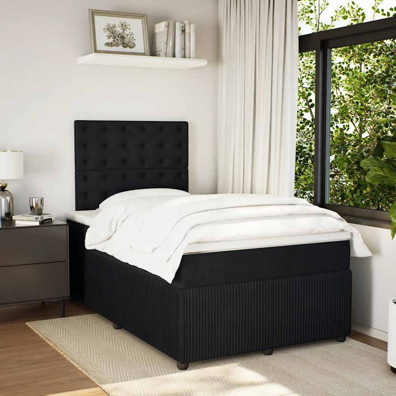 Pat box spring cu saltea, negru, 120x190 cm, catifea