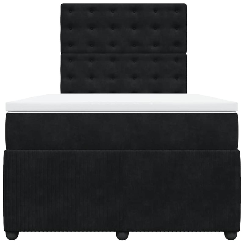 Pat box spring cu saltea, negru, 120x190 cm, catifea