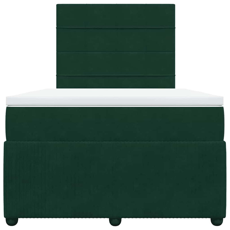 Pat box spring cu saltea, verde închis, 120x200 cm, catifea