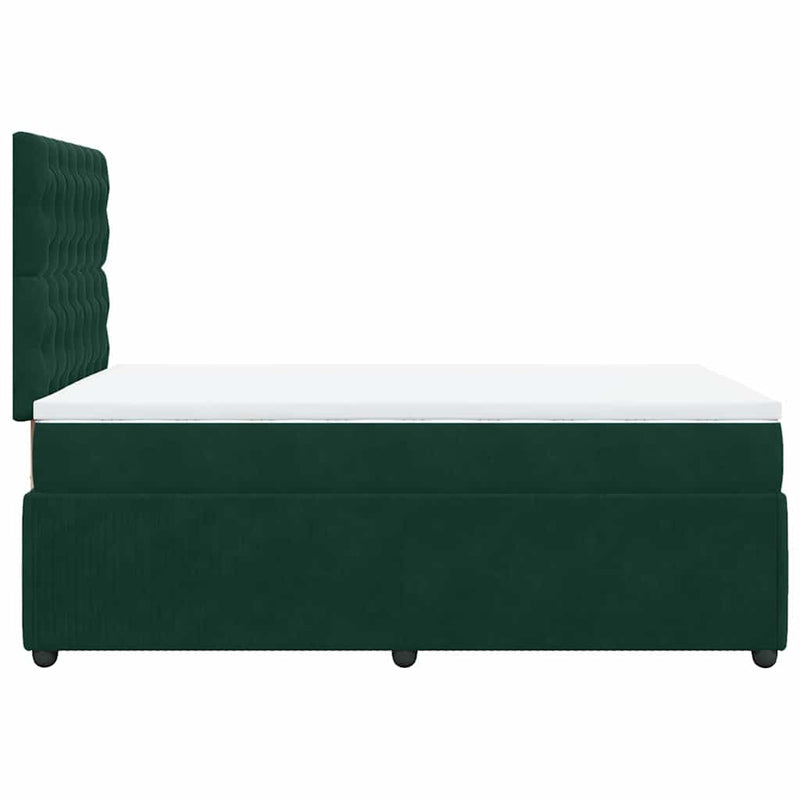 Pat box spring cu saltea, verde închis, 120x200 cm, catifea