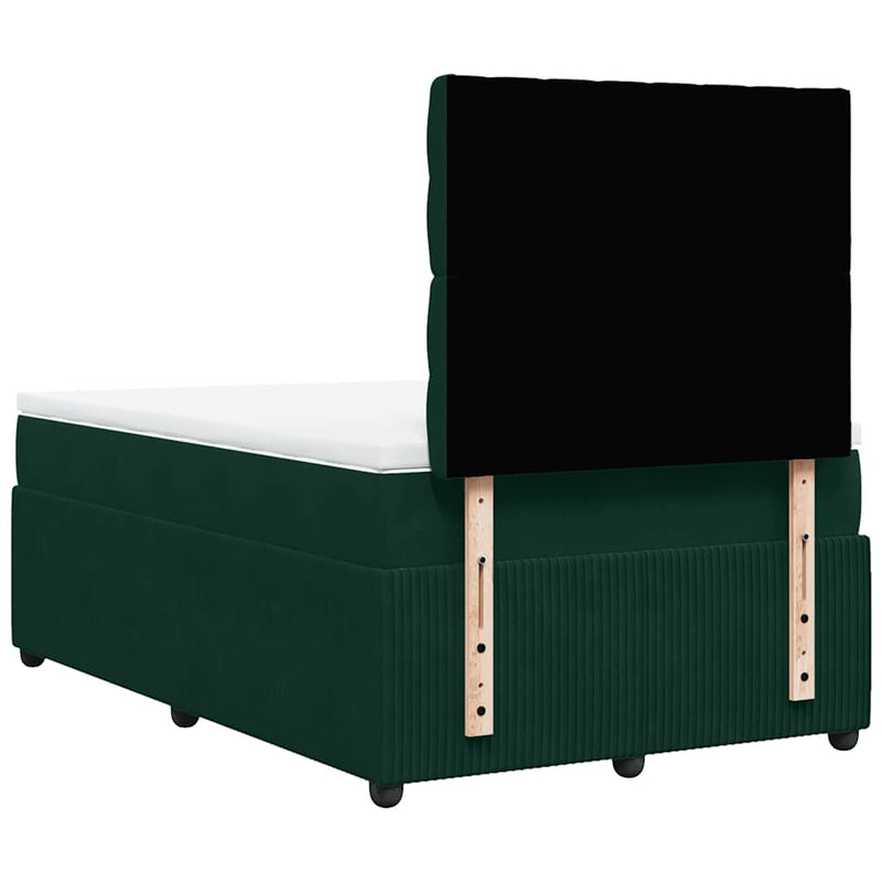 Pat box spring cu saltea, verde închis, 120x200 cm, catifea