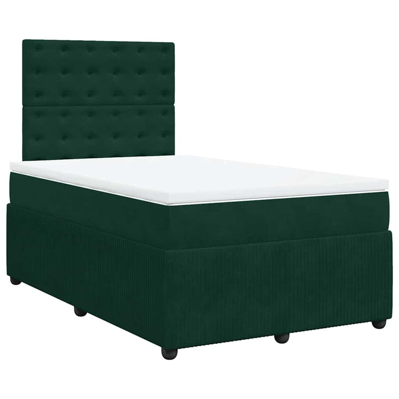 Pat box spring cu saltea, verde închis, 120x200 cm, catifea