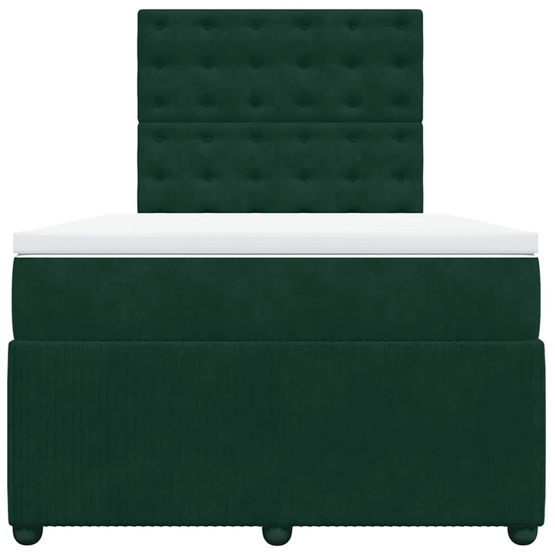 Pat box spring cu saltea, verde închis, 120x200 cm, catifea