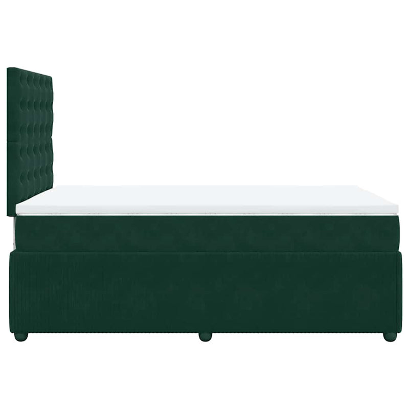 Pat box spring cu saltea, verde închis, 120x200 cm, catifea