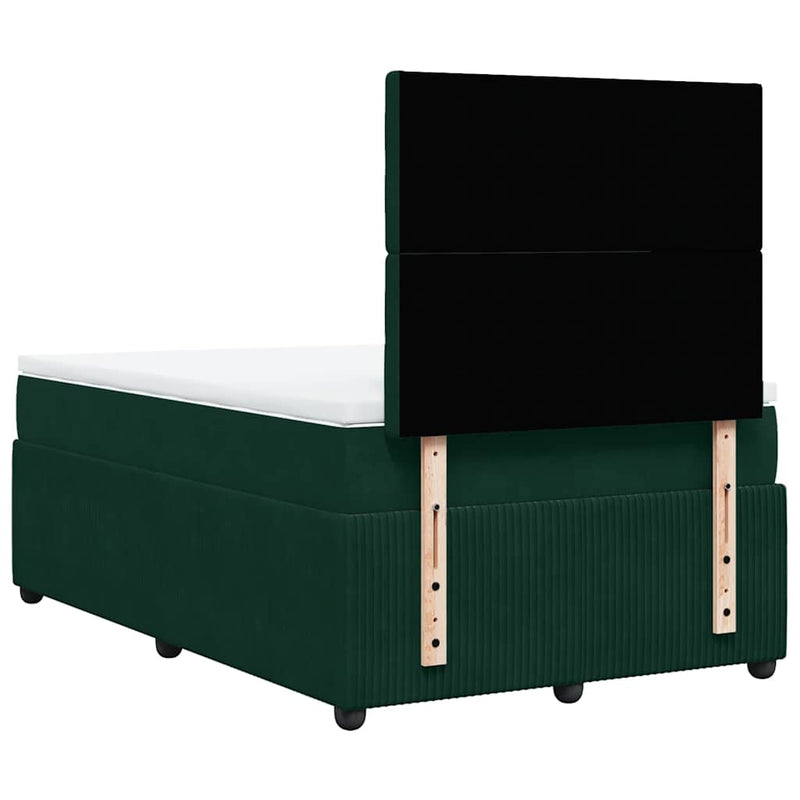 Pat box spring cu saltea, verde închis, 120x200 cm, catifea