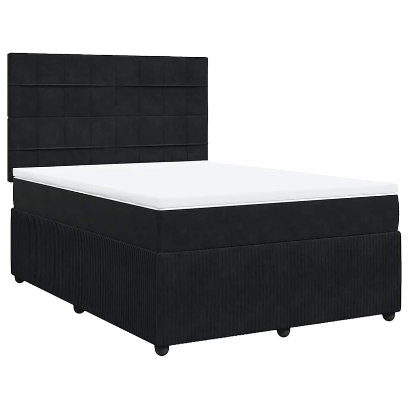 Pat box spring cu saltea, negru, 140x190 cm, catifea