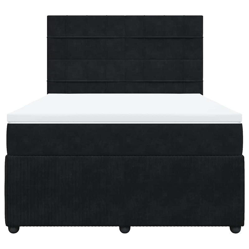 Pat box spring cu saltea, negru, 140x190 cm, catifea