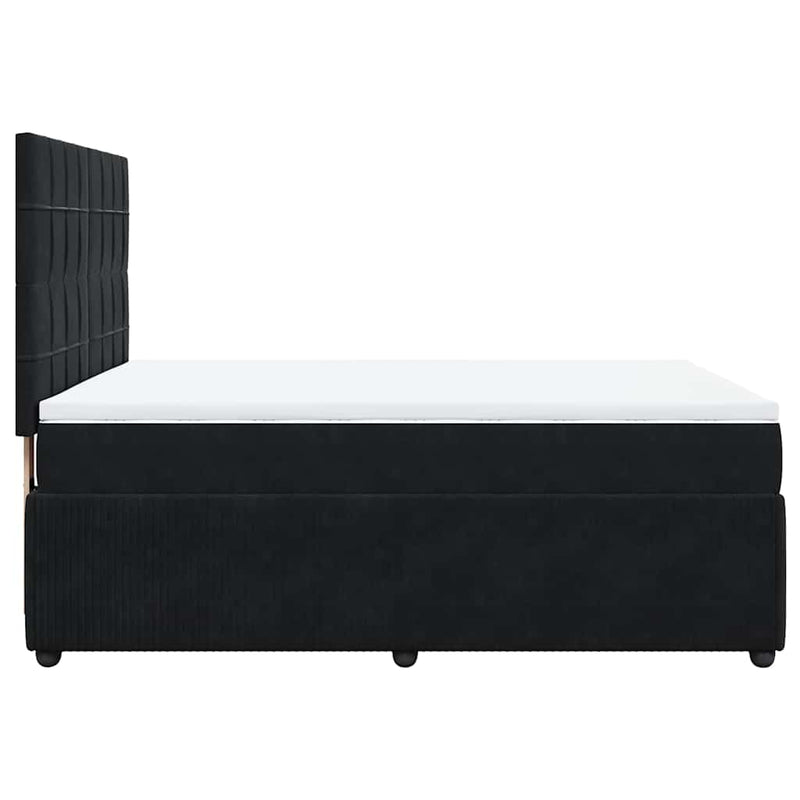 Pat box spring cu saltea, negru, 140x190 cm, catifea