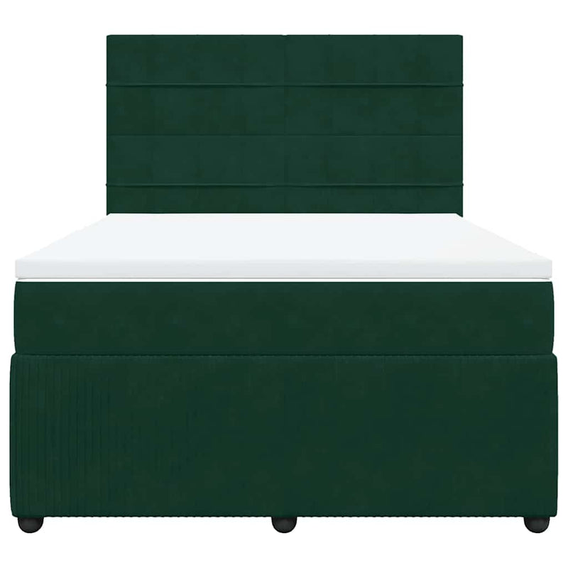 Pat box spring cu saltea, verde închis, 140x190 cm, catifea
