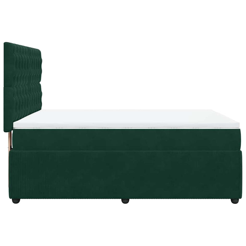 Pat box spring cu saltea, verde închis, 140x190 cm, catifea