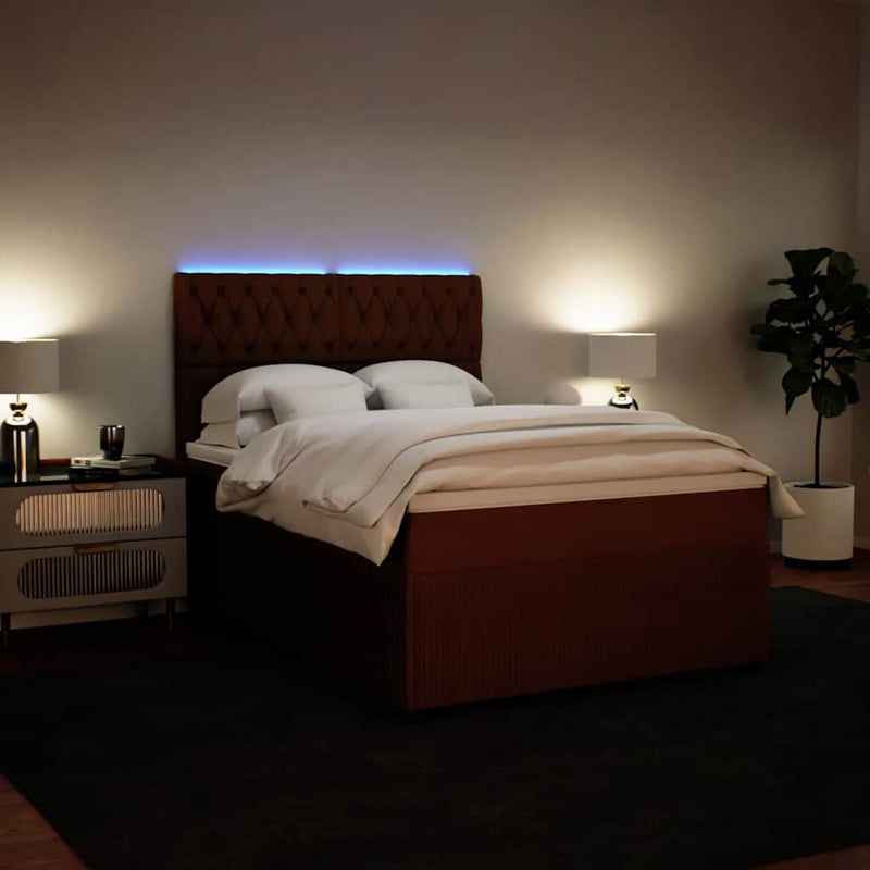 Pat box spring cu saltea, roz, 140x190 cm, catifea