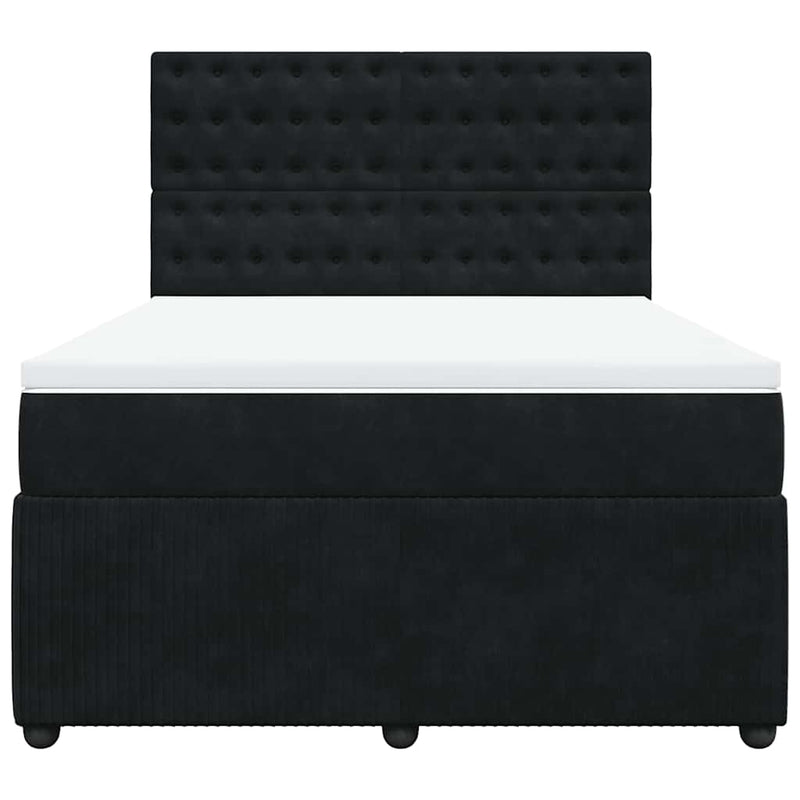 Pat box spring cu saltea, negru, 140x190 cm, catifea