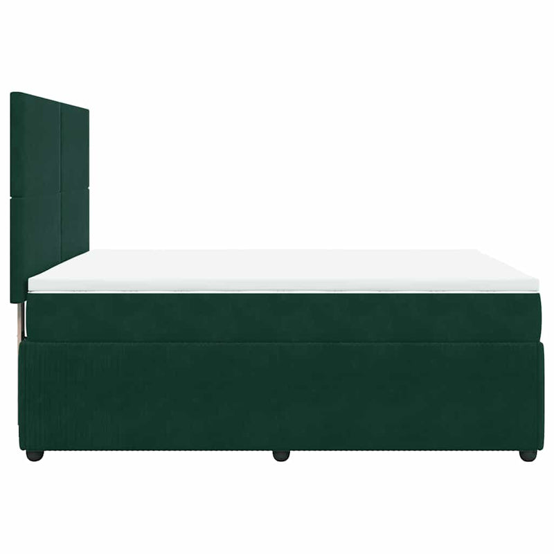 Pat box spring cu saltea, verde închis, 140x200 cm, catifea